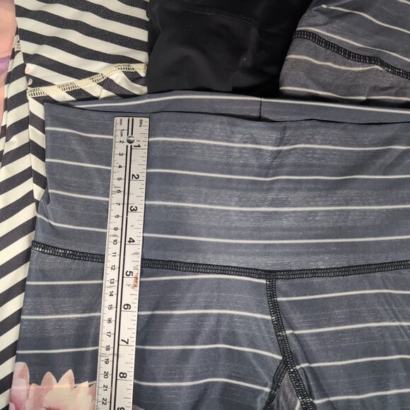 5 Lot Teeki Leggings M Medium Pairs Moon Phases Stripes Lotus Flower 25" Ankle - Picture 6 of 13